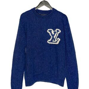 Louis Vuitton 2020 Blue Intersia LV Logo Sweater